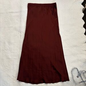 Free People Intimately Berry Colored Satin Slip Maxi Skirt